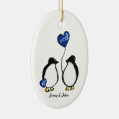Penguin 65th sapphire bruiloft keramisch ornament (Rechts)