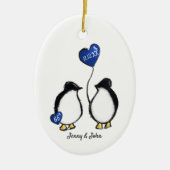 Penguin 65th sapphire bruiloft keramisch ornament (Voorkant)