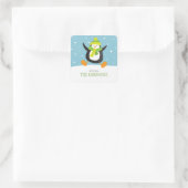 Penguin aime la neige | Stickers Cadeaux carrés (Sac)