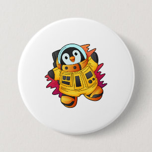Penguin als astronaut in Suit Ronde Button 7,6 Cm