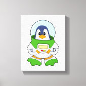 Penguin als astronaut met kostuum canvas afdruk (Voorkant)