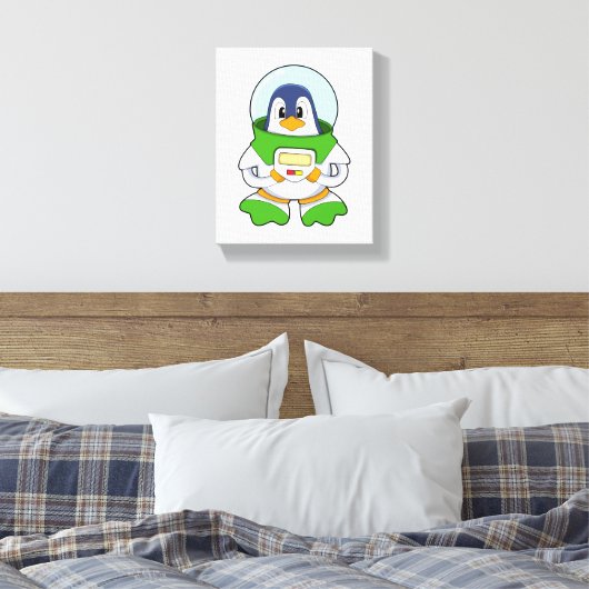 Penguin als astronaut met kostuum canvas afdruk (Insitu (Slaapkamer))