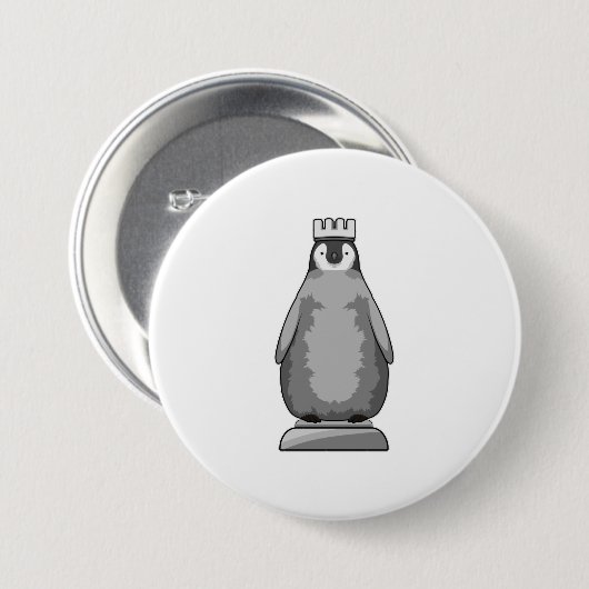 Penguin als Chess-stukje King Ronde Button 7,6 Cm (Voorkant /achterkant)