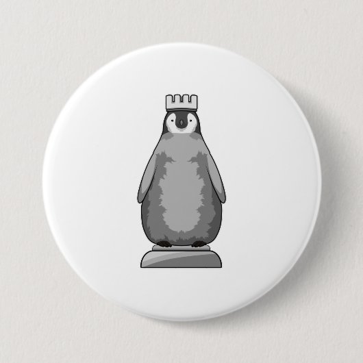 Penguin als Chess-stukje King Ronde Button 7,6 Cm (Voorkant)