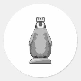 Penguin als Chess-stukje King Ronde Sticker