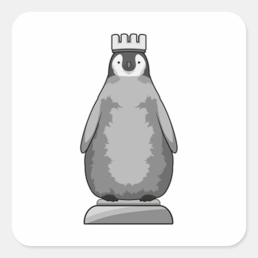 Penguin als Chess-stukje King Vierkante Sticker (Voorkant)