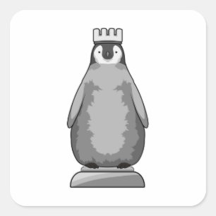 Penguin als Chess-stukje King Vierkante Sticker