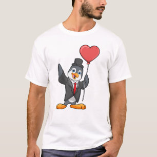 Penguin als Groom met Heart Ballon T-shirt