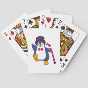 Penguin als Groom met Stropdas Pokerkaarten