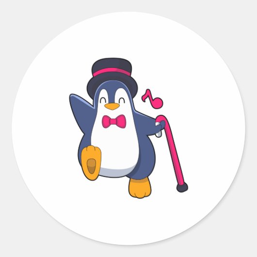 Penguin als Groom met Stropdas Ronde Sticker (Voorkant)