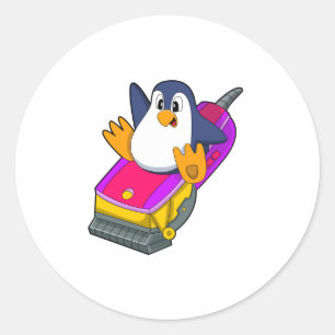 Penguin als hairdresser met Razor Ronde Sticker