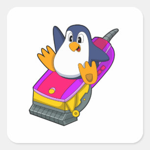 Penguin als hairdresser met Razor Vierkante Sticker
