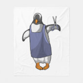 Penguin als hairdresser met schaar fleece deken (Voorkant)