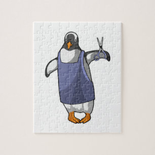 Penguin als hairdresser met schaar legpuzzel