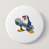 Penguin als Mechaic met Tool Ronde Button 7,6 Cm (Voorkant)