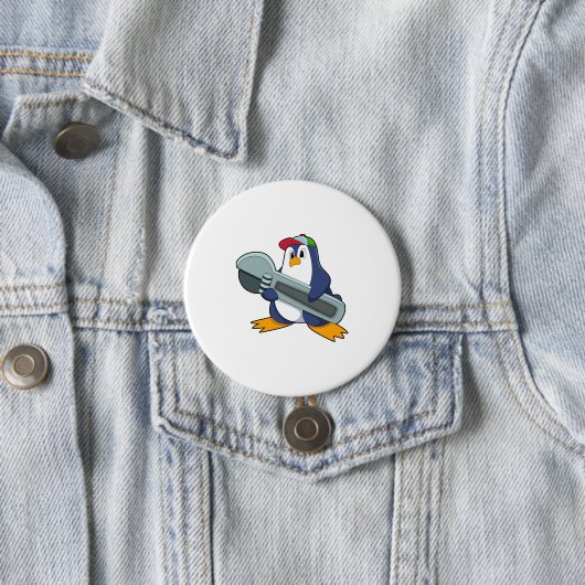 Penguin als Mechaic met Tool Ronde Button 7,6 Cm (In situ)
