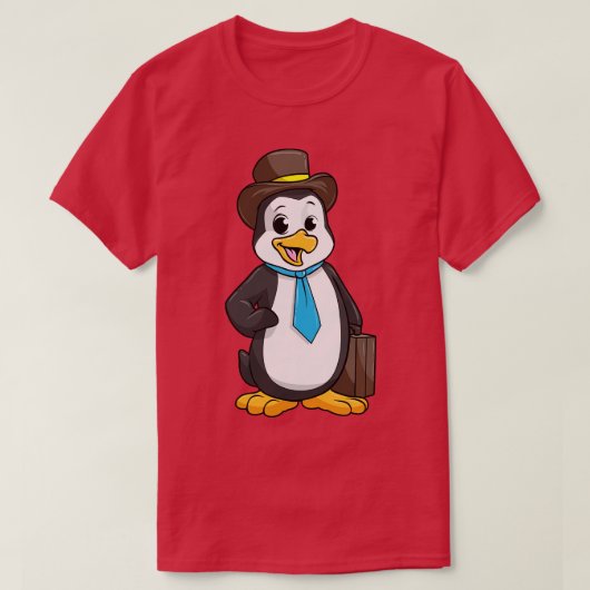 Penguin als ondernemer met briefcase t-shirt (Design voorkant)