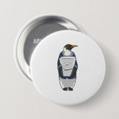 Penguin als secretaris met papier ronde button 7,6 cm (Voorkant /achterkant)