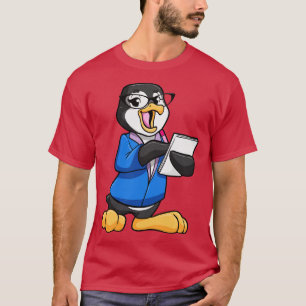 Penguin als secretaris voor Glasses Pen en Note: T-shirt