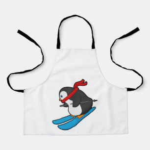 Penguin als Skier met Ski Schort