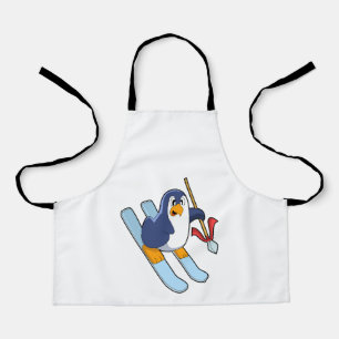 Penguin als Skier met Ski Schort