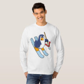 Penguin als Skier met Ski T-shirt (Voorkant volledig)