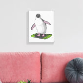 Penguin als Snowboarder met Snowboard Canvas Afdruk (Insitu (Woonkamer))