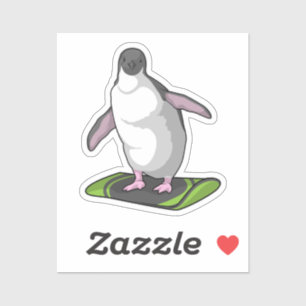 Penguin als Snowboarder met Snowboard Sticker