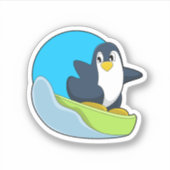 Penguin als Snowboarder met Sonowboard.PNG Sticker (Voorkant)