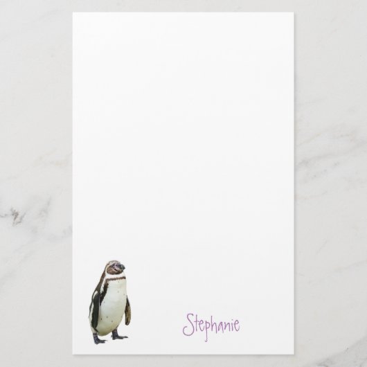 Penguin Animal Personalized Name Stationery Briefpapier (Voorkant)