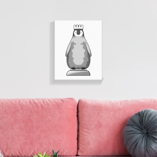 Penguin as Chess piece King Canvas Afdruk (Insitu (Woonkamer))