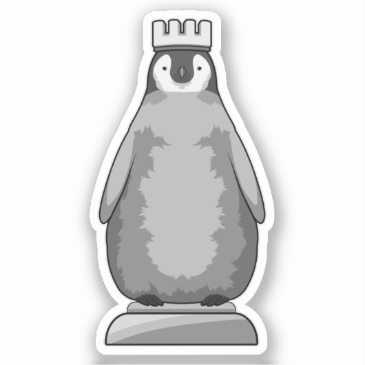 Penguin as Chess piece King Sticker (Voorkant)
