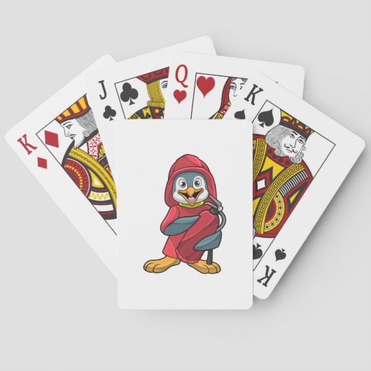 Penguin as Firefighter with Extinguisher Pokerkaarten (Achterkant)
