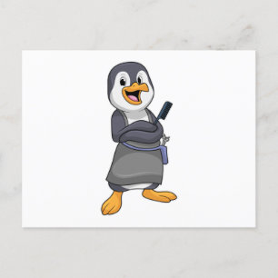 Penguin as Hair stylist with Comb Briefkaart