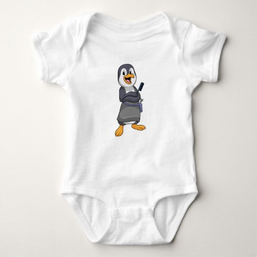 Penguin as Hair stylist with Comb Romper (Voorkant)