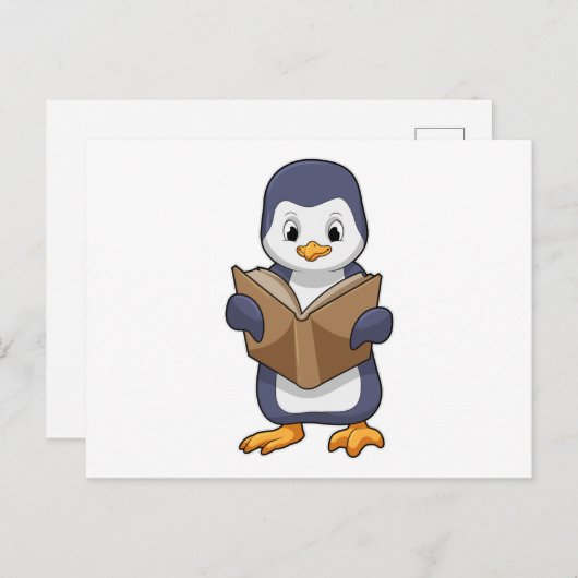 Penguin as Nerd with Book Briefkaart (Voorkant / Achterkant)