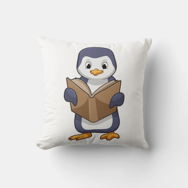 Penguin as Nerd with Book Kussen (Voorkant)
