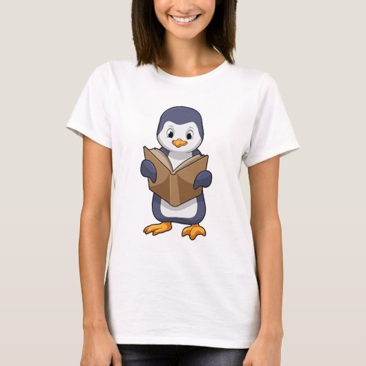 Penguin as Nerd with Book T-shirt (Voorkant)