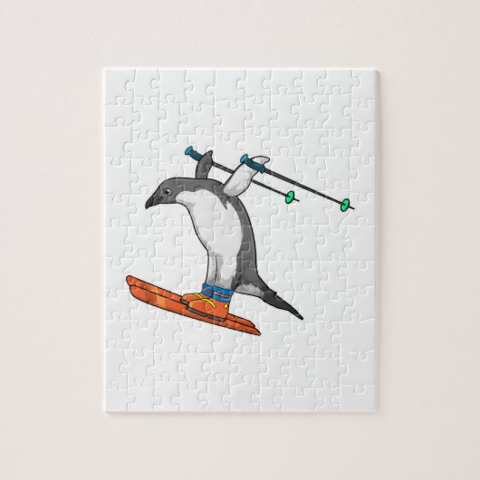 Penguin as Ski jumper with Ski Legpuzzel (Verticaal)