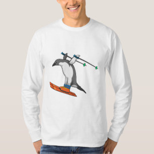 Penguin as Ski jumper with Ski T-shirt