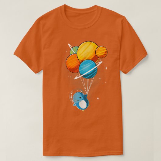Penguin Astronaut Penguin in Space Holding Planet T-shirt (Design voorkant)