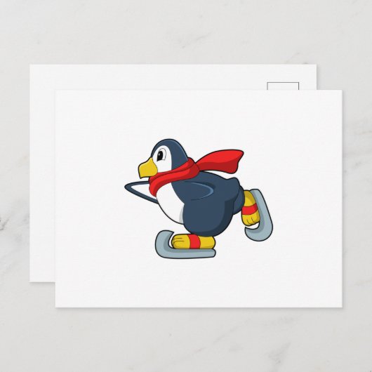 Penguin at Ice skating with Ice skates.PNG Briefkaart (Voorkant / Achterkant)