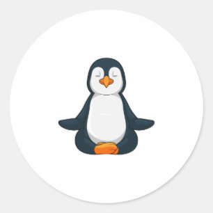 Penguin at Yoga Fitness in Sitting Ronde Sticker