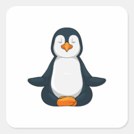 Penguin at Yoga Fitness in Sitting Vierkante Sticker