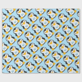 Penguin Baby shower Blue Cadeaupapier (Vlak)