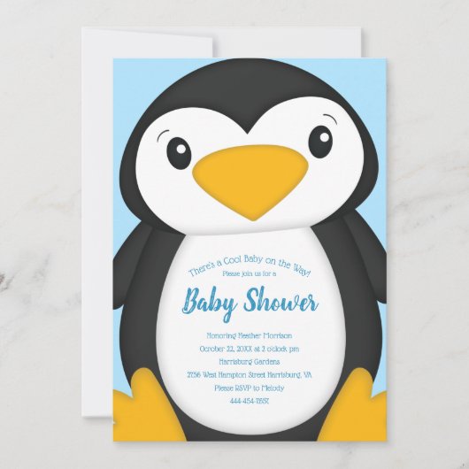 Penguin Baby shower Blue Kaart (Voorkant)