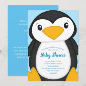 Penguin Baby shower Blue Kaart (Voorkant / Achterkant)