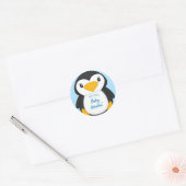 Penguin Baby shower Blue Ronde Sticker (Envelop)