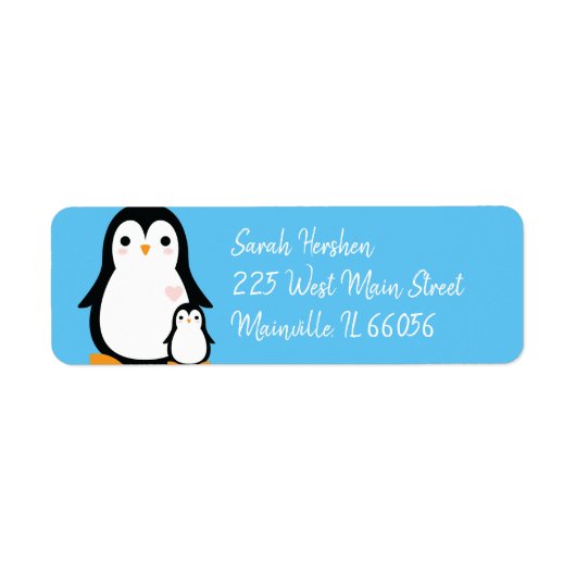 Penguin Baby shower Etiket (Voorkant)