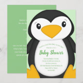 Penguin Baby shower Green Kaart (Voorkant / Achterkant)